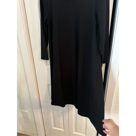 Loft Outlet Women's Crew Neck 3/4 Sleeve Fit & Flare Dress Black Size Medium - Picture 3 of 7